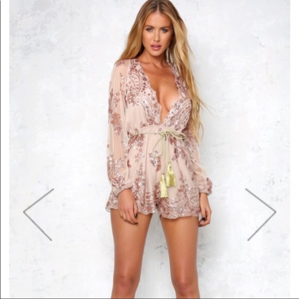 Champagne/ gold romper from Xenia / Mura boutique